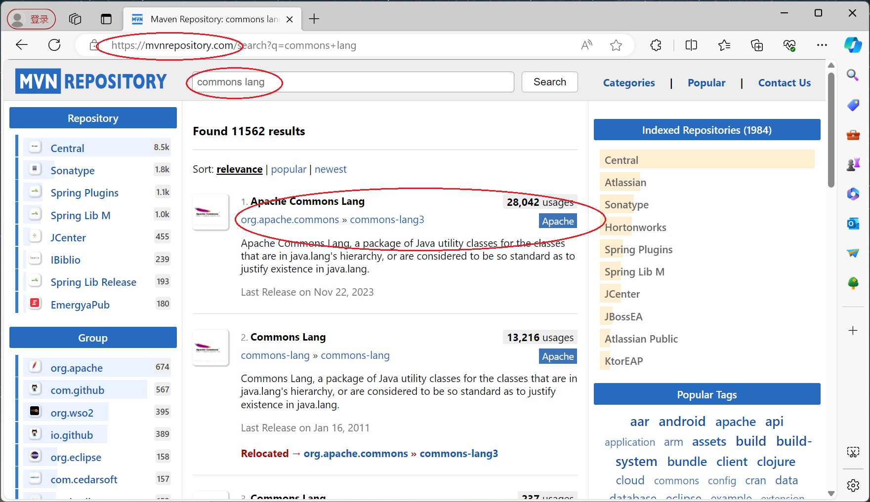 图3.1maven搜common-lang